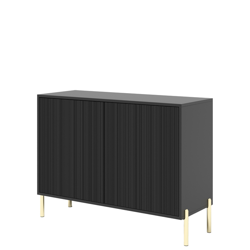 Dwudrzwiowa komoda 104 cm do salonu ryflowana OLVO czarny