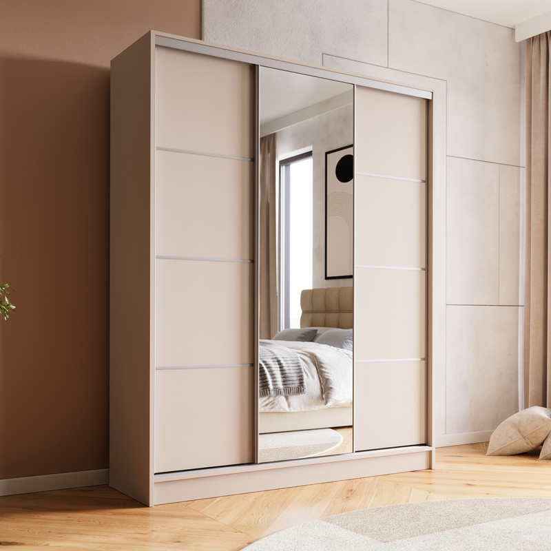 Kaszmirowa trzydrzwiowa szafa przesuwna 160 cm BEST