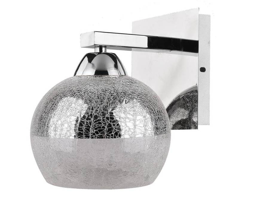 Chromowy kinkiet ścienny z kloszem lustrzanym do salonu CROMINA metal szkło
