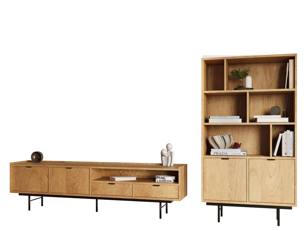 Meblościanka do salonu hikora naturalna ELVIO