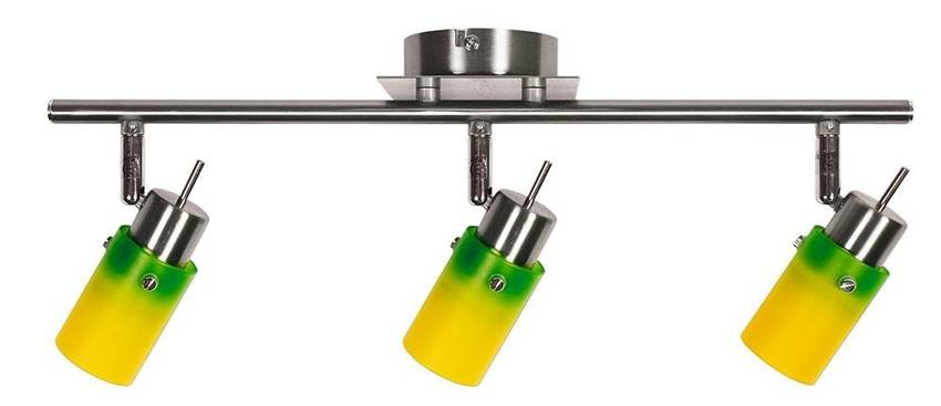 Żółto-zielona lampa sufitowa listwa 3-punktowa do salonu VERDI