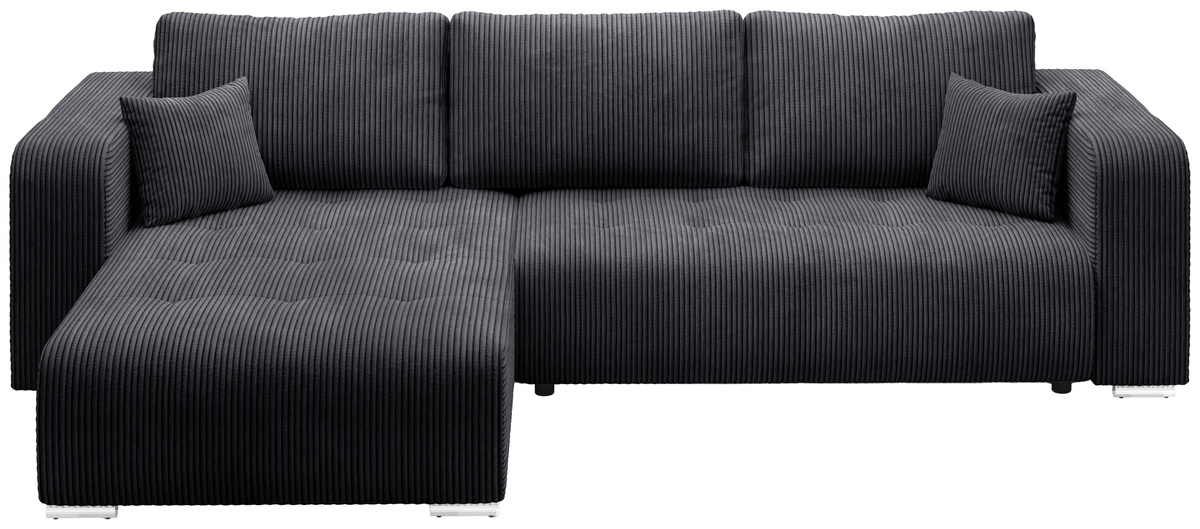 Nowoczesny narożnik rozkładany do salonu z funkcją spania grafitowy CELEST