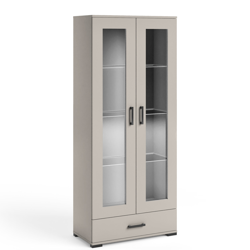 Witryna do salonu 80 cm dwudrzwiowa z szufladą FIORA kaszmir