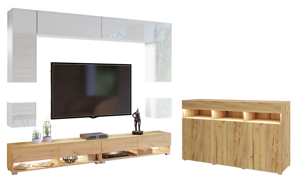 Nowoczesna meblościanka z komodą PREMIUM