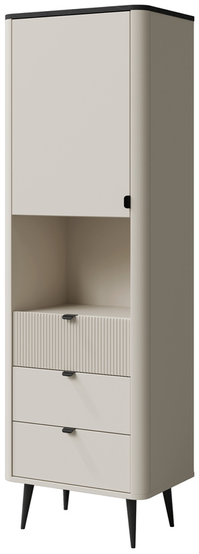 Wąski regał 60 cm z szufladami i drzwiami do salonu MIREL