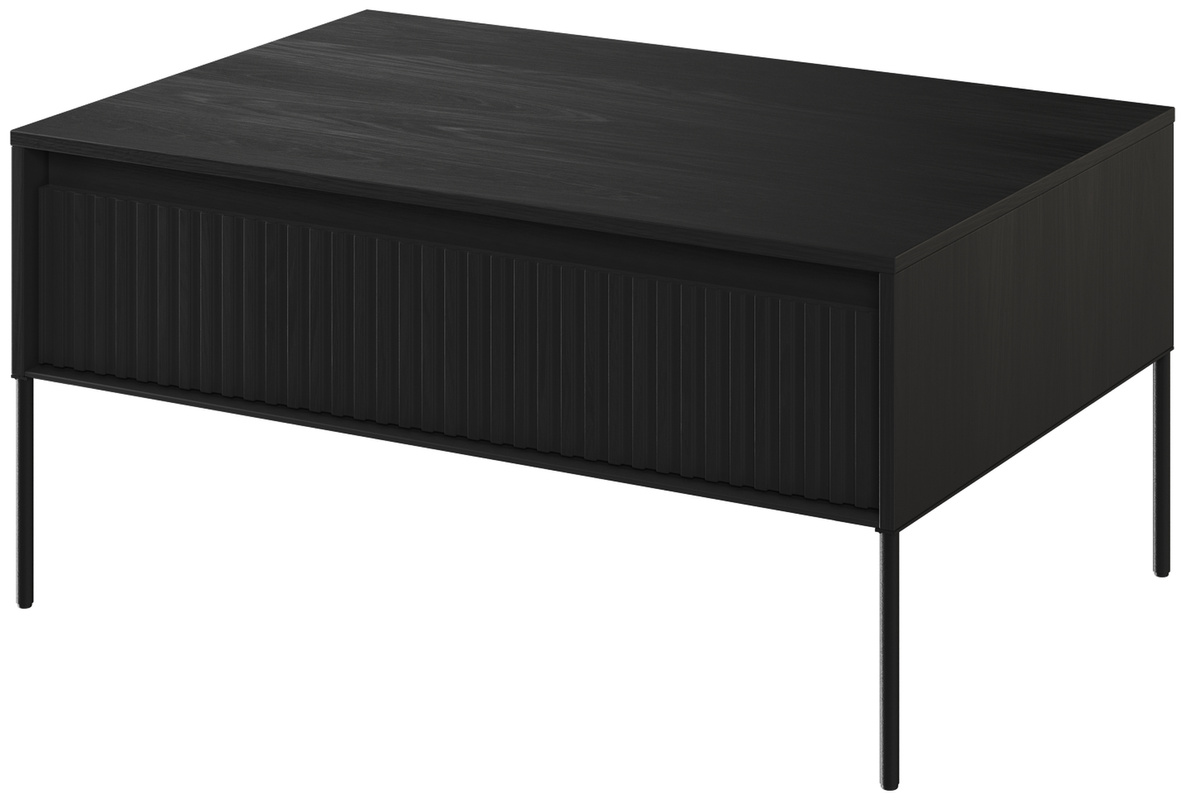 Stolik kawowy czarny z ryflowanymi frontami do salonu 70x100 cm TREND