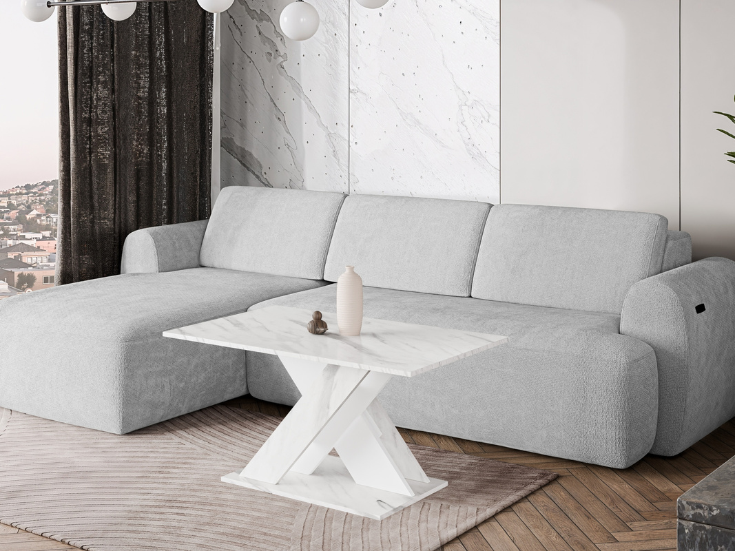 Stolik kawowy do salonu 60x110 cm TAPI biały marmur