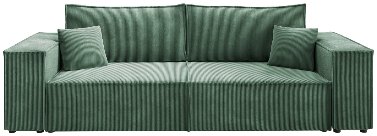 Nowoczesna sofa sztruksowa z funkcją spania do salonu PEDRO zielona