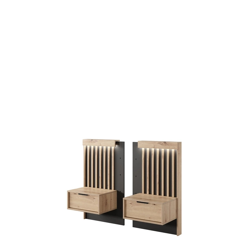 Nowoczesne szafki nocne z szufladami TERAMO dąb artisan antracyt