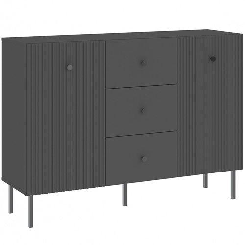 Czarna komoda 135 cm do salonu z szufladami VALTEO