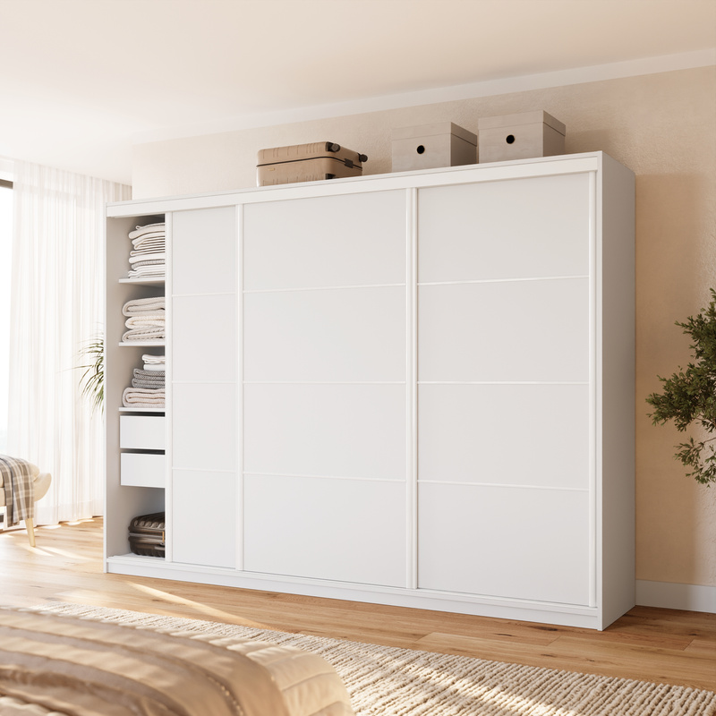 Duża biała szafa przesuwna 280 cm do sypialni VITA