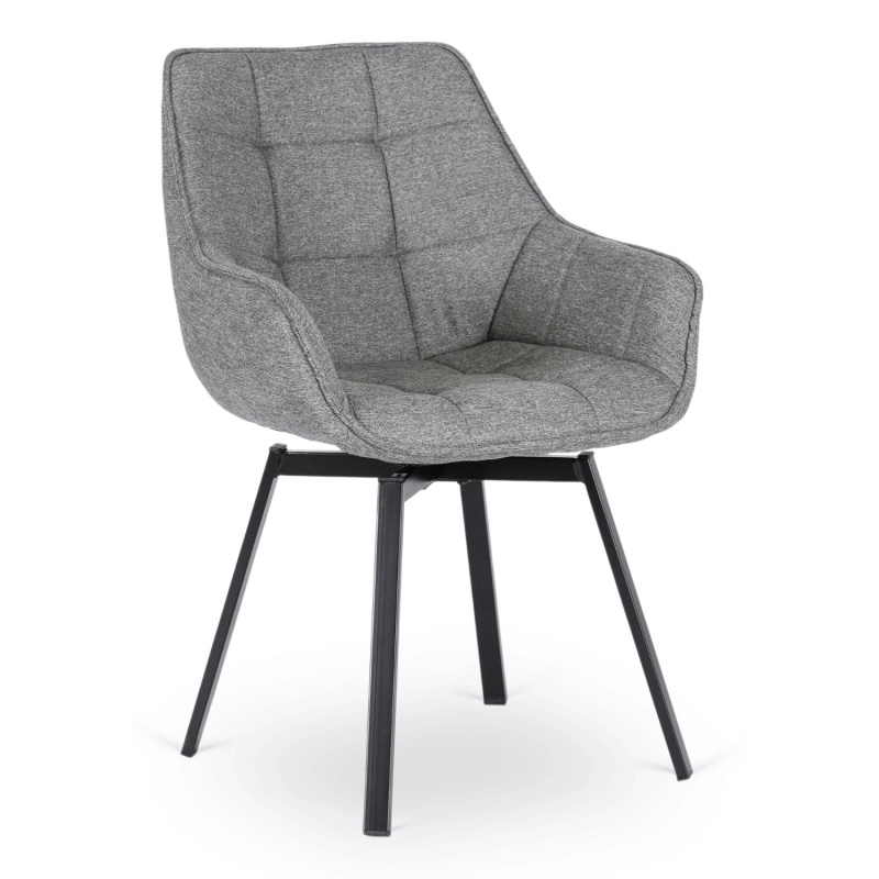 Szare krzesło obrotowe do jadalni LUMA 2 welurowe