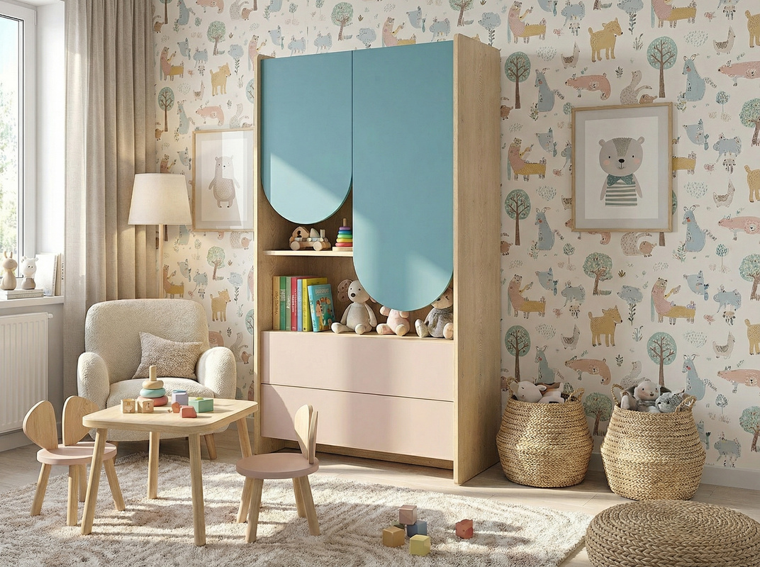 Regał na zabawki do pokoju chłopca z szufladami i półkami 83 cm LOLLIE