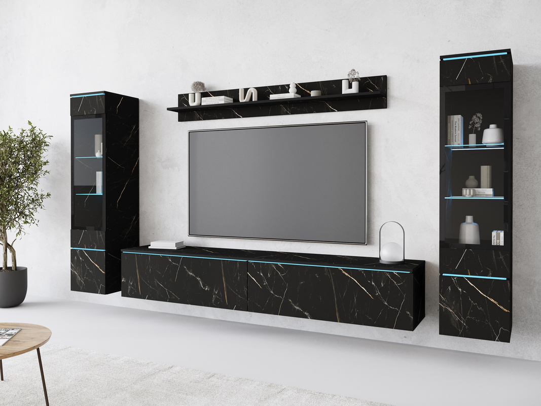 Meblościanka RTV do nowoczesnego salonu marmur VELLORE XL