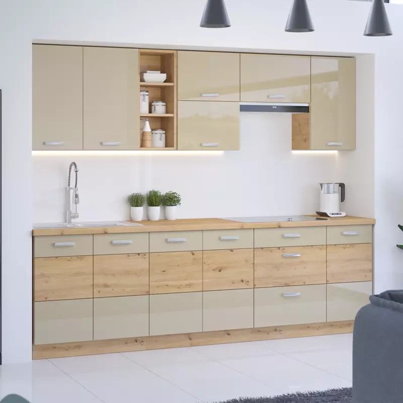 Zestaw mebli kuchennych Dąb artisan/Cappucino AGATA 2