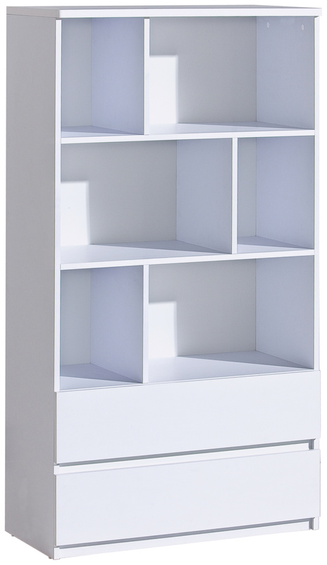 Biały młodzieżowy regał na książki z szufladami 80 cm ANETT