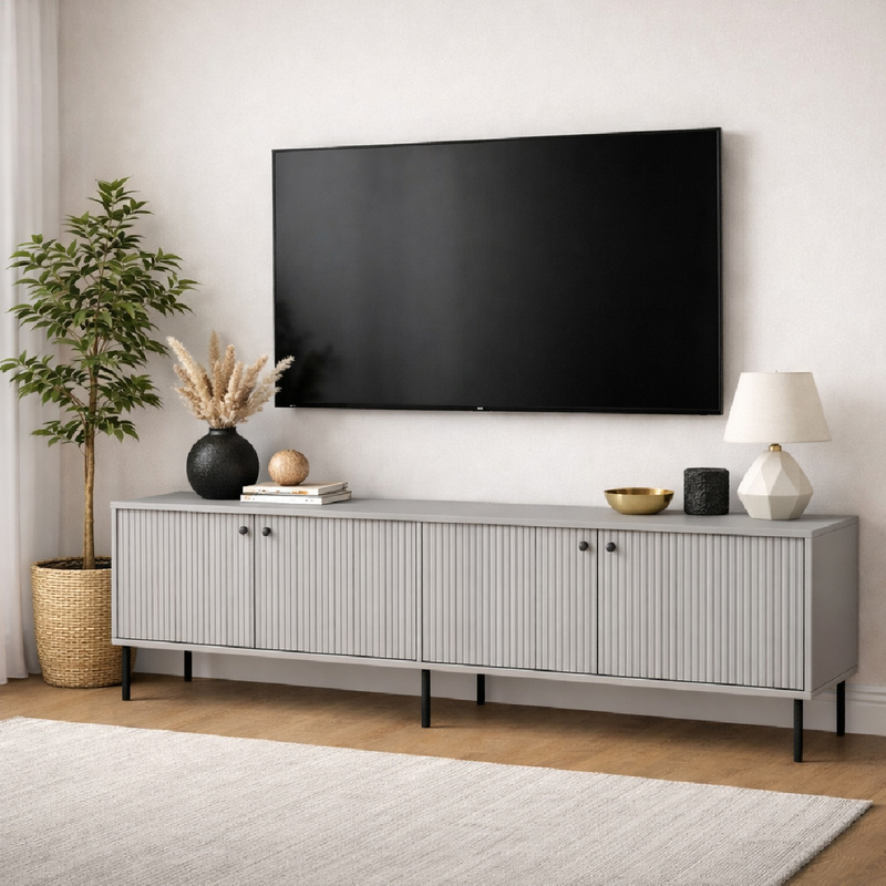 Szafka RTV 207 cm do salonu szeroka IRYS szara