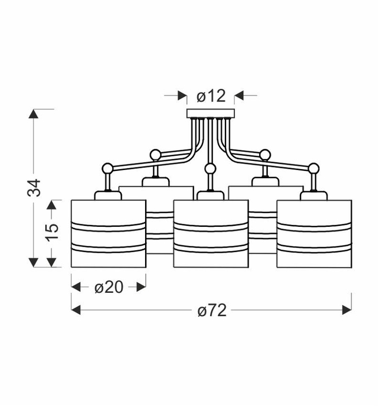 Czarna lampa wisząca 5-płomienna do salonu ANDY abażur czarno-złoty