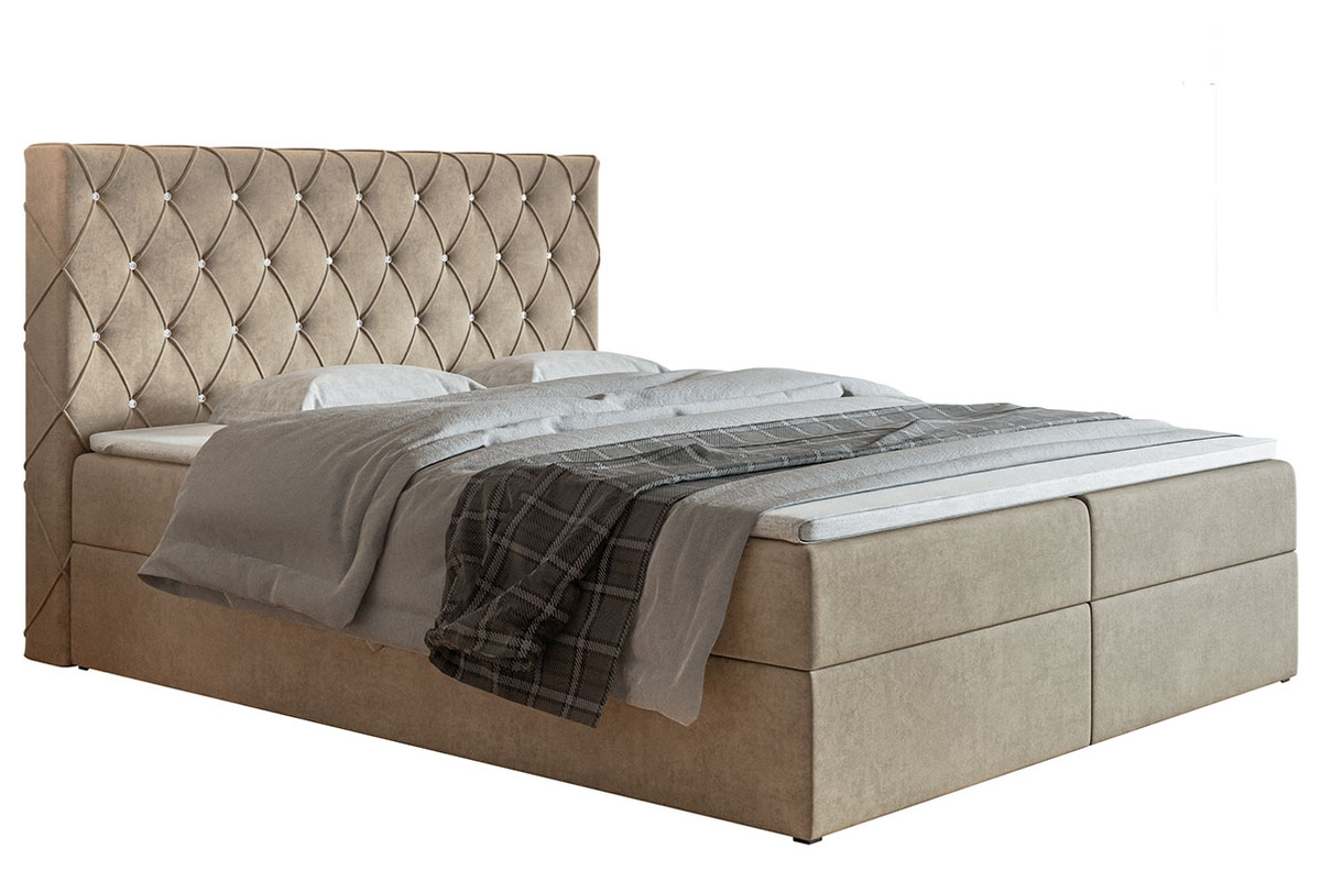 Pikowane łóżko kontynentalne 120x200 cm z pojemnikiem BILD