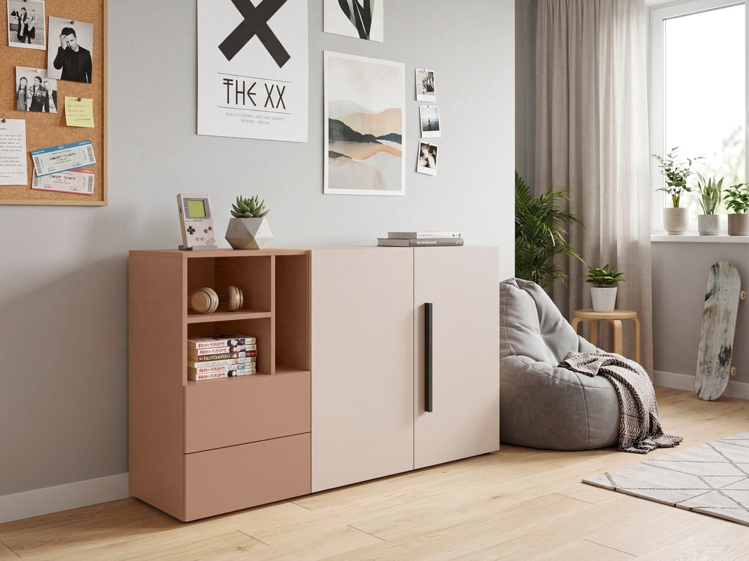 Komoda młodzieżowa 135 cm dwudrzwiowa z szufladami LUMI