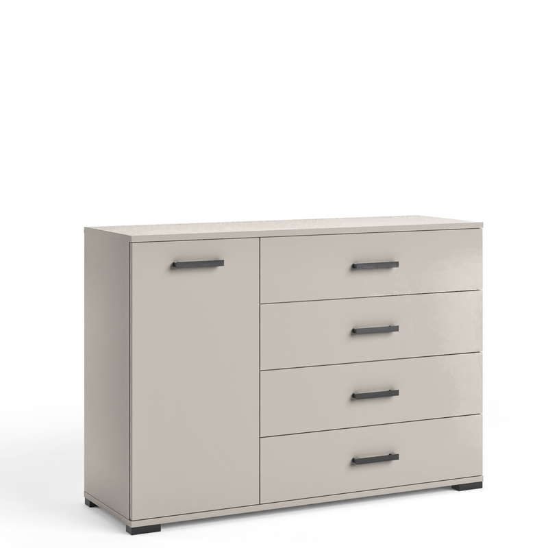 Komoda 120 cm dwudrzwiowa do salonu z szufladami FIORA czarne uchwyty