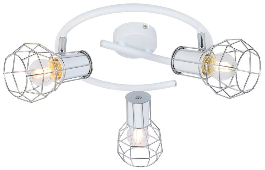 Biała lampa sufitowa spirala do salonu z drucianym kloszem SANCHO 3-płomienna