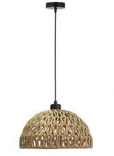 Czarna lampa wisząca z abażurem beżowym do salonu BALLI 1-punktowa