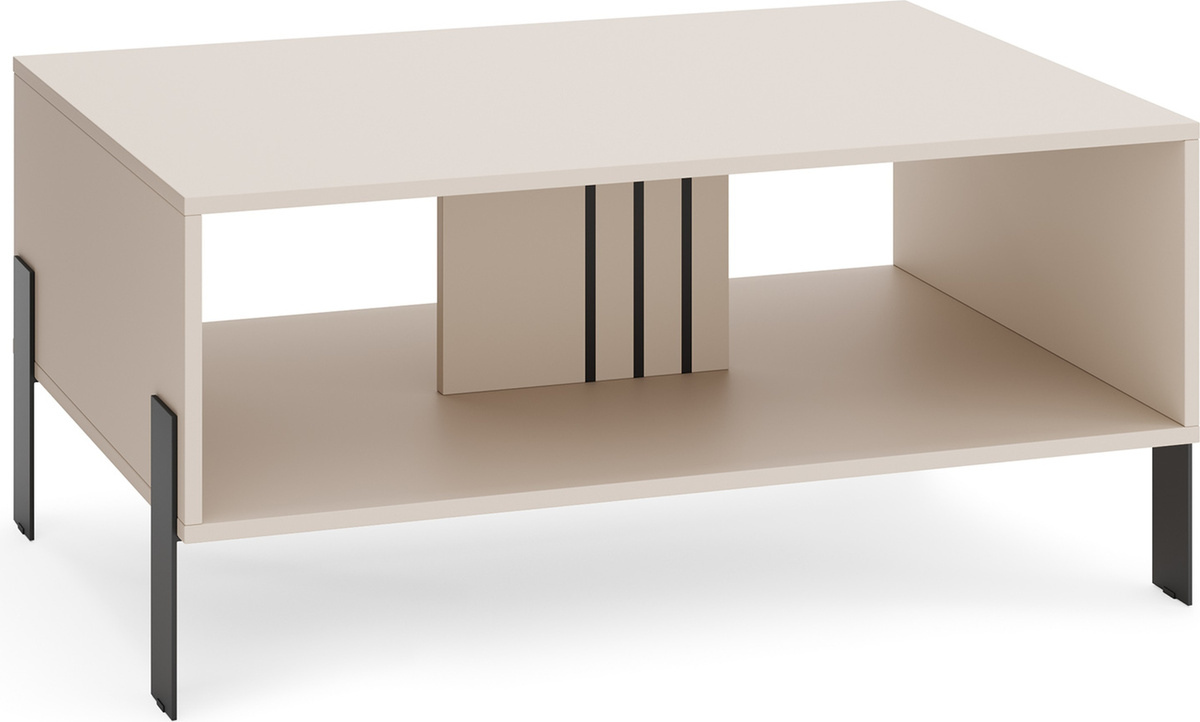 Prostokątny stolik kawowy 100 cm z półką do salonu NUVIO kaszmir