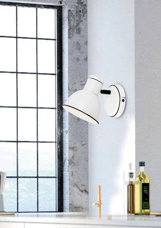 Biało-czarny metalowy kinkiet ścienny regulowany do salonu ZUMBA