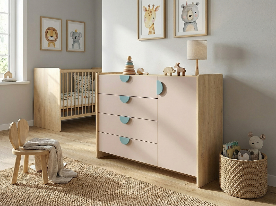 Komoda 123 cm z szufladami do pokoju dziecięcego LOLLIE dąb cremona