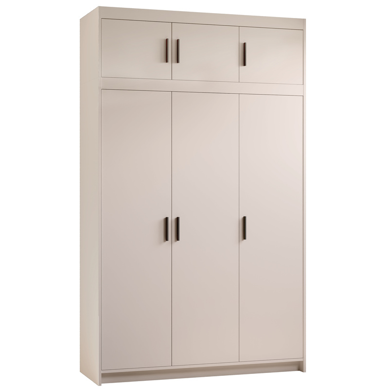 Trzydrzwiowa szafa z nadstawką 133 cm do garderoby beż piaskowy KUBA