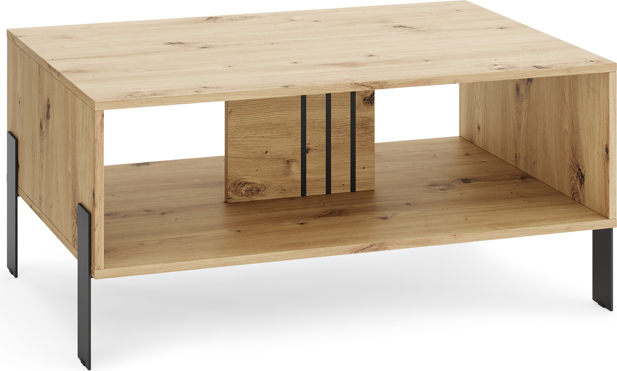 Stolik kawowy 100 cm prostokątny z półką do salonu NUVIO dąb artisan