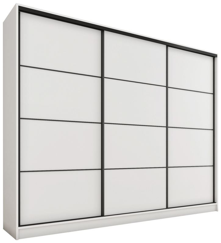 Biała szafa przesuwna 250 cm LOFT MAX z półkami i szufladami