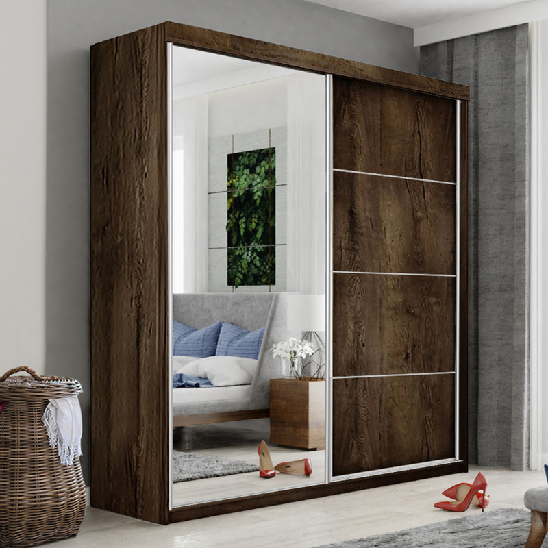 Szafa przesuwna 200 cm z lustrem TARO jesion ciemny