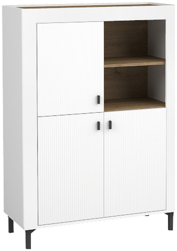 Nowoczesna biała komoda z półkami do salonu 97 cm MISTY