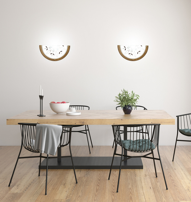 Biały półplafon ścienny do salonu Rustica drewno dąb 30 cm IP20