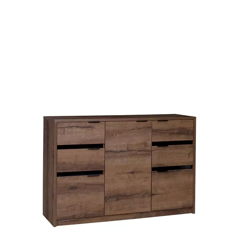 Pojemna komoda z szufladami 135 cm dąb monastery DENIS