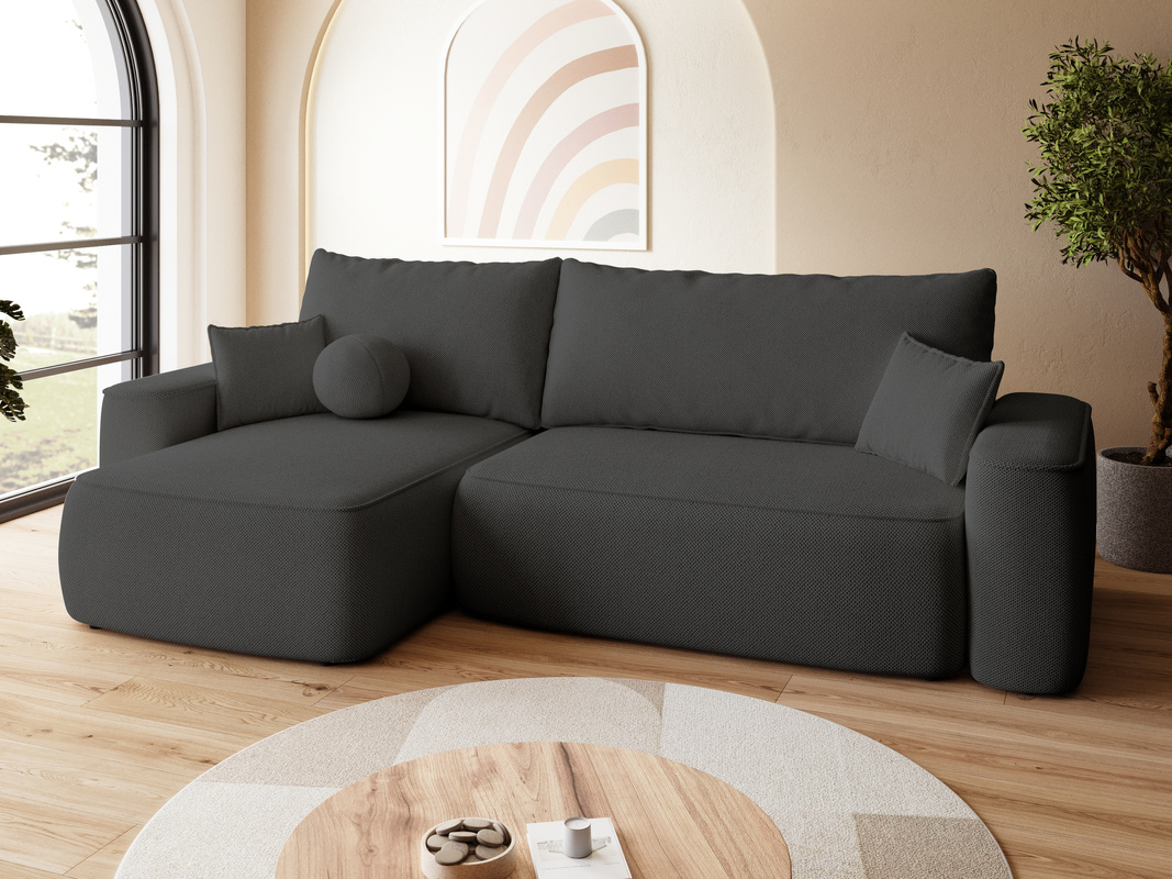 Ciemnoszary narożnik z funkcją spania do salonu CARMELLO DUO