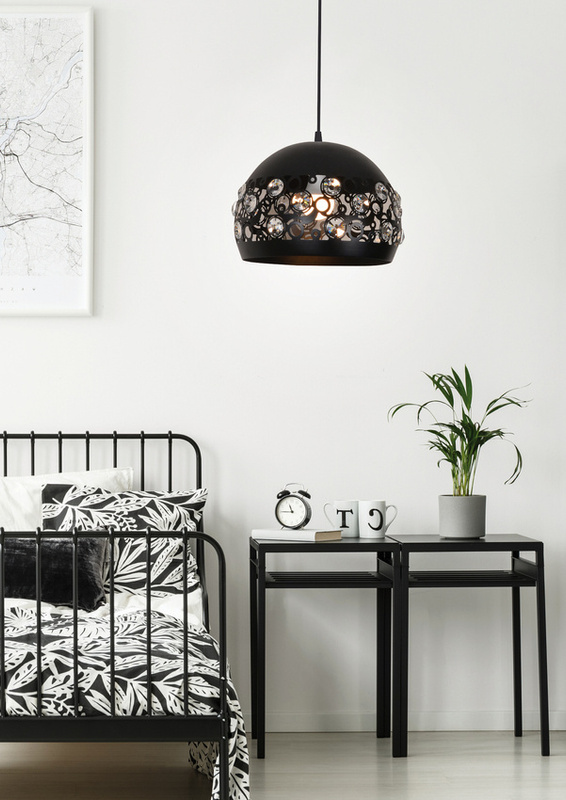 Czarna lampa wisząca sufitowa regulowana do salonu JOLINA metal