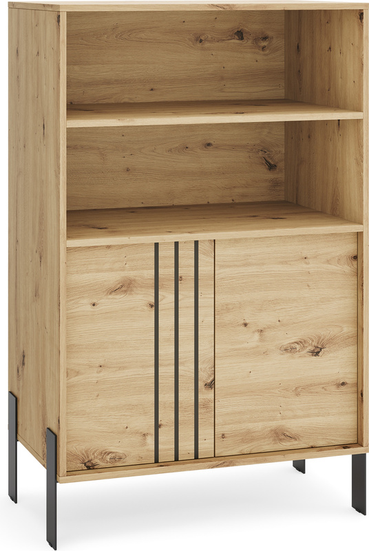 Regał 127 cm z szafką na książki do salonu NUVIO dąb artisan