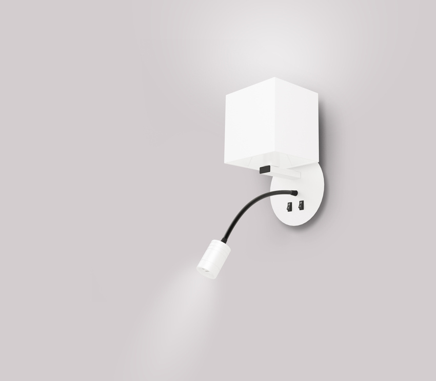 Biały kinkiet ścienny z lampką do czytania LED do sypialni MAGNUM metal