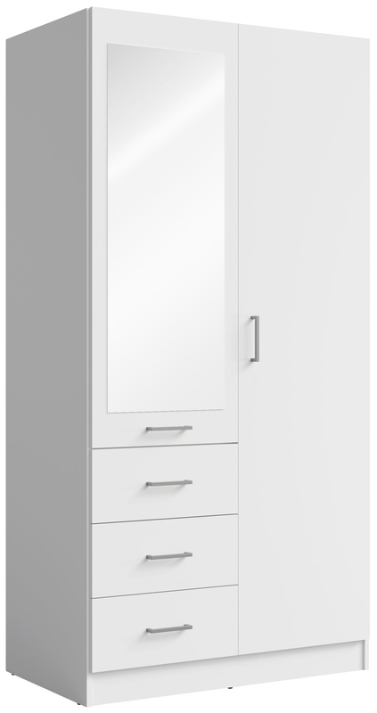 Biała szafa dwudrzwiowa do przedpokoju 100cm z lustrem KONGO