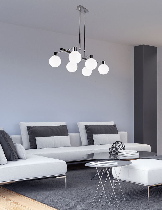 Biała lampa sufitowa wisząca regulowana do salonu MALDUS szkło metal