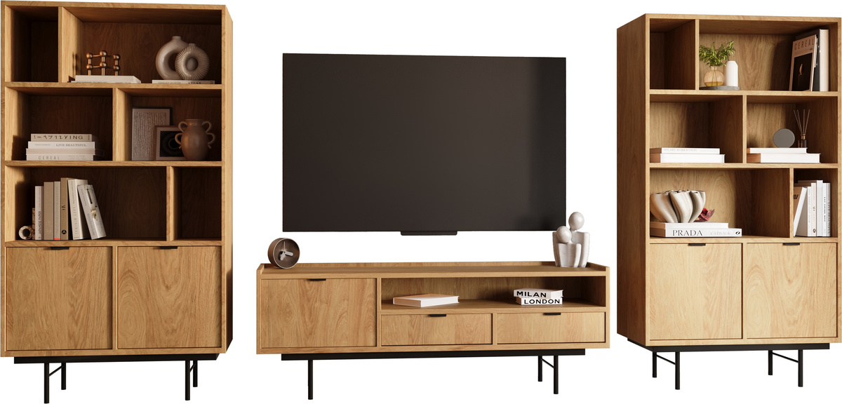 Meblościanka do salonu ELVIO hikora naturalna