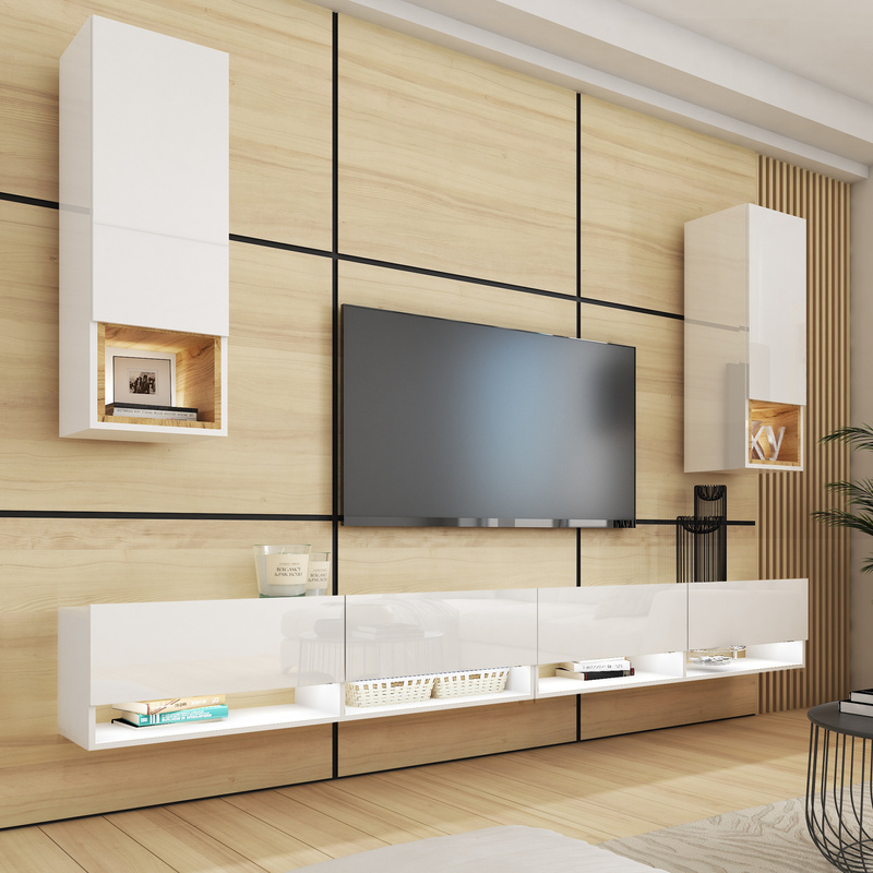 Nowoczesna meblościanka biała połysk PREMIUM