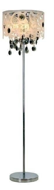 Chromowana lampa podłogowa do salonu TALITA z kloszami akrylowymi