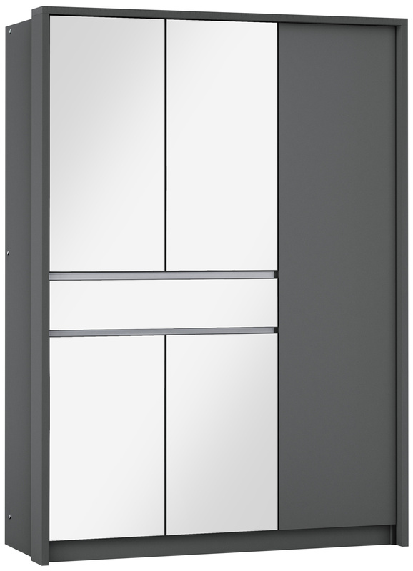 Grafitowa szafa uchylna z lustrem i półkami 150 cm SPARK
