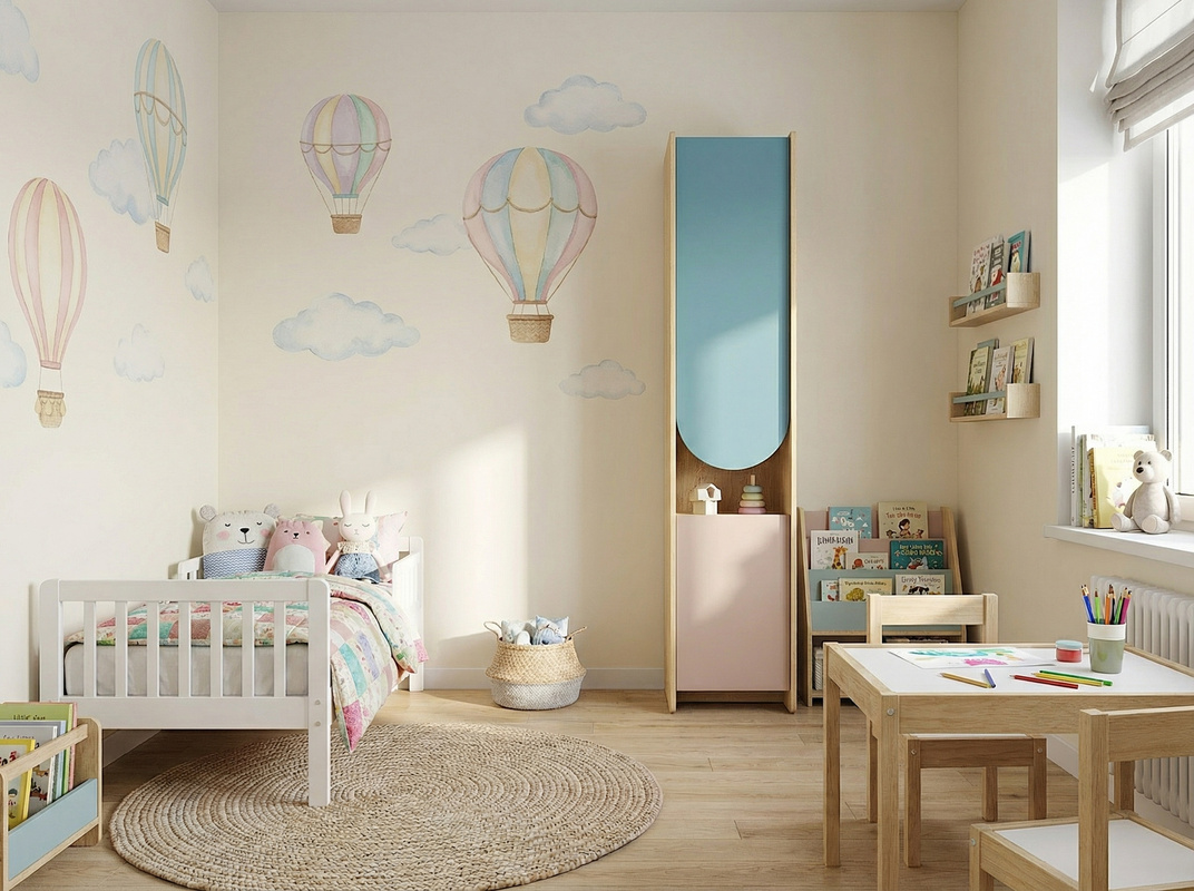 Regał dziecięcy na książki do pokoju chłopca z półkami 43 cm LOLLIE