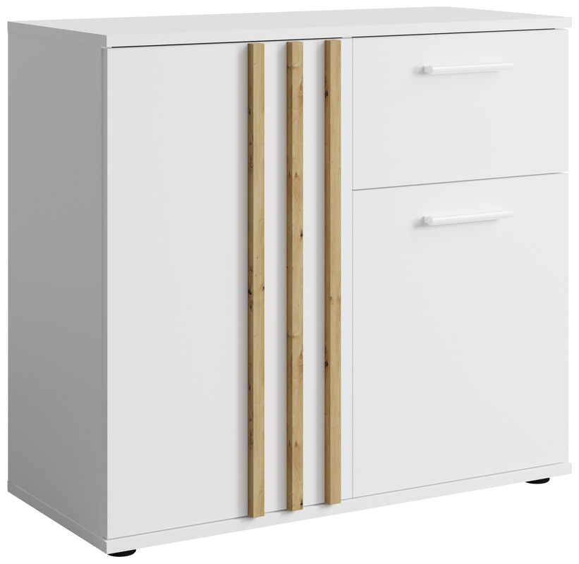 Biała komoda 80 cm do salonu z lamelami TALLY