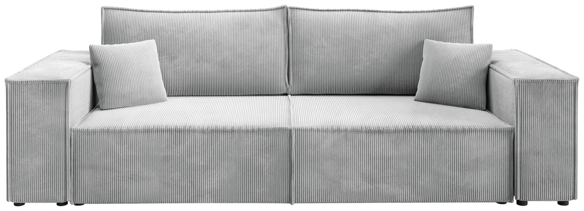 Szara sofa z funkcją spania do salonu rozkładana sztruksowa PEDRO